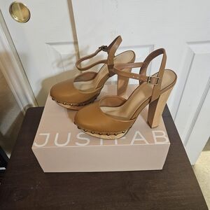 JustFab Women's Tan Platform Heels
